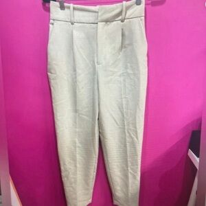 Cream High-Waist Tailored Trousers